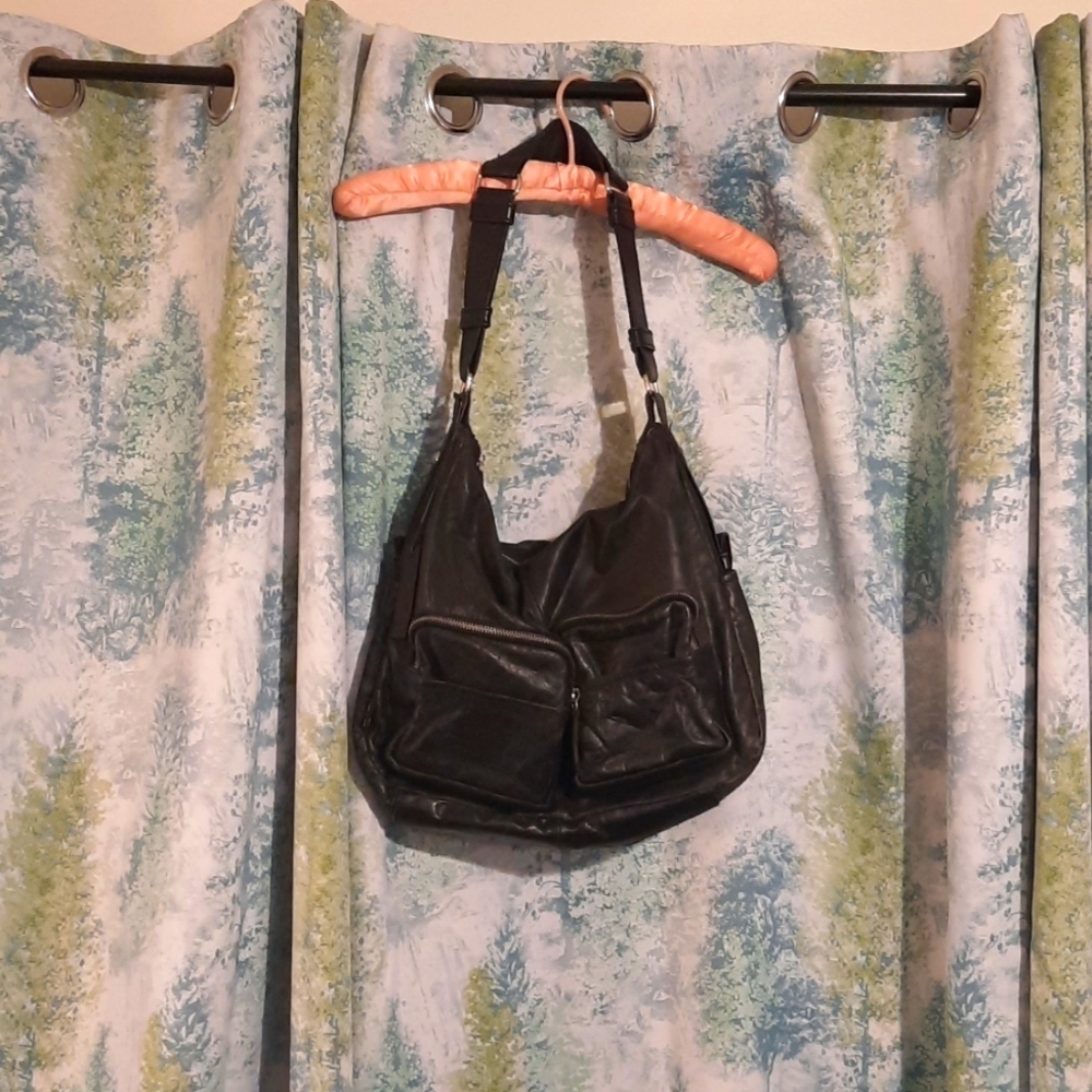 Black Vintage Tano Leather rock n Roll style shoulder purse
